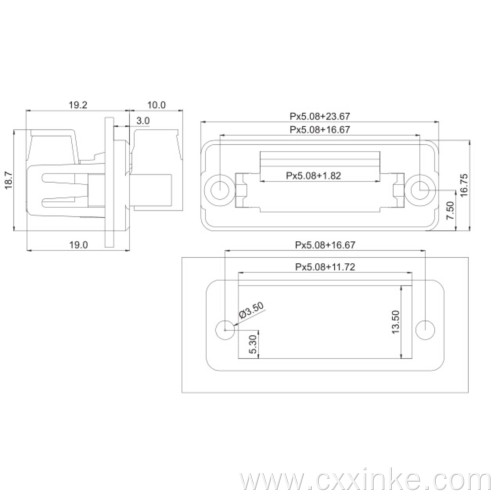 5.08mm pitch plug-in wall through terminal block connector